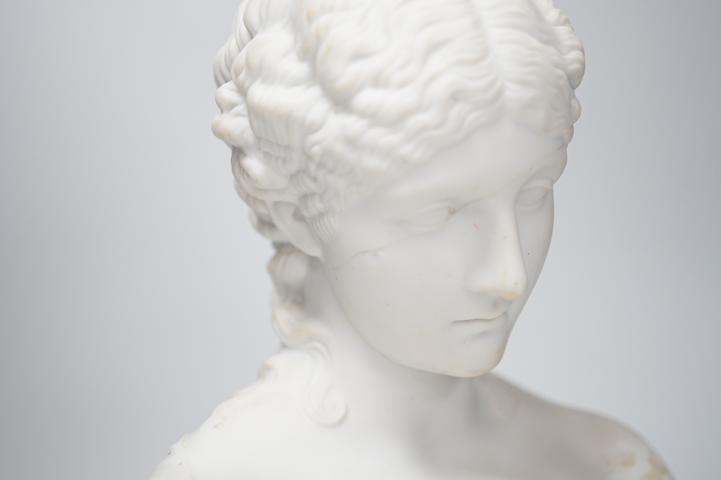 A Victorian parian bust of Clytie, 25cm